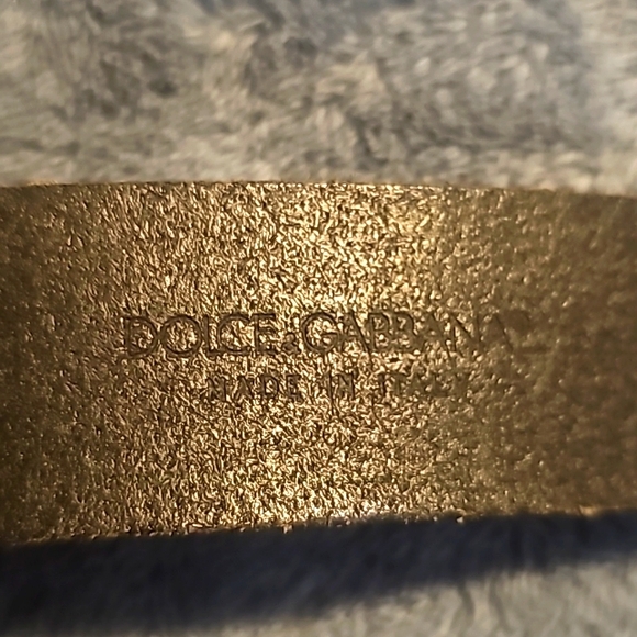 New, Dolce & Gabbana Belt, Made in Italy, Black Leather, Brass Metal Buckle, 36\